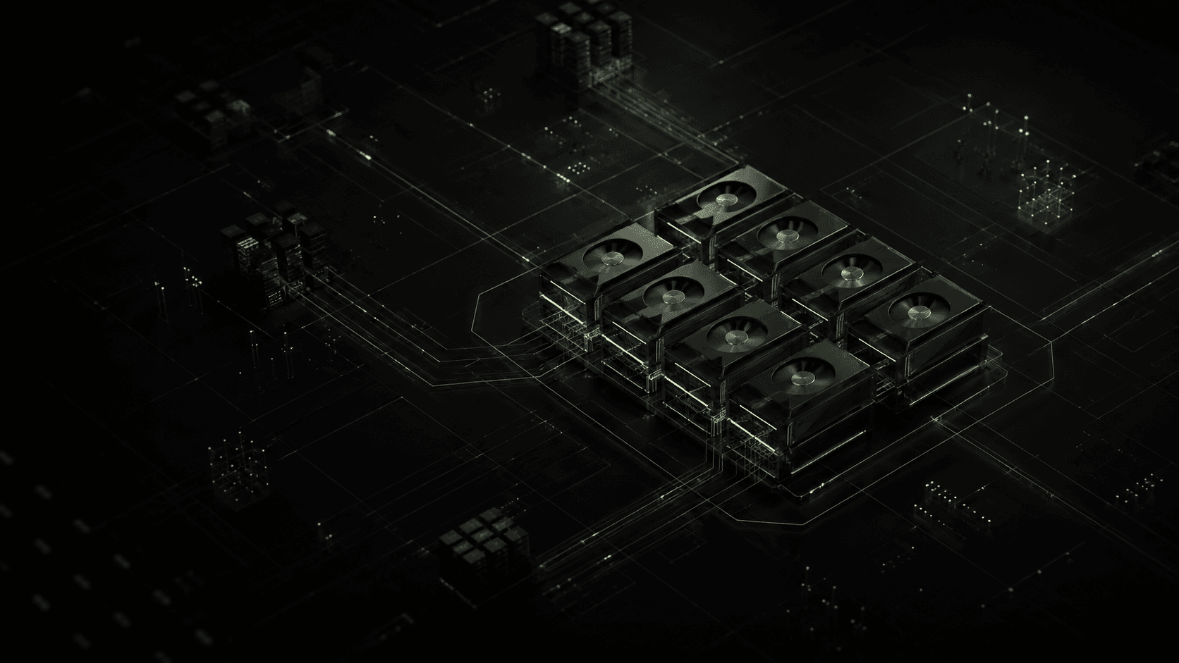 A GPU cluster map showing Jungle Grid selecting capacity across a pooled hardware layout.